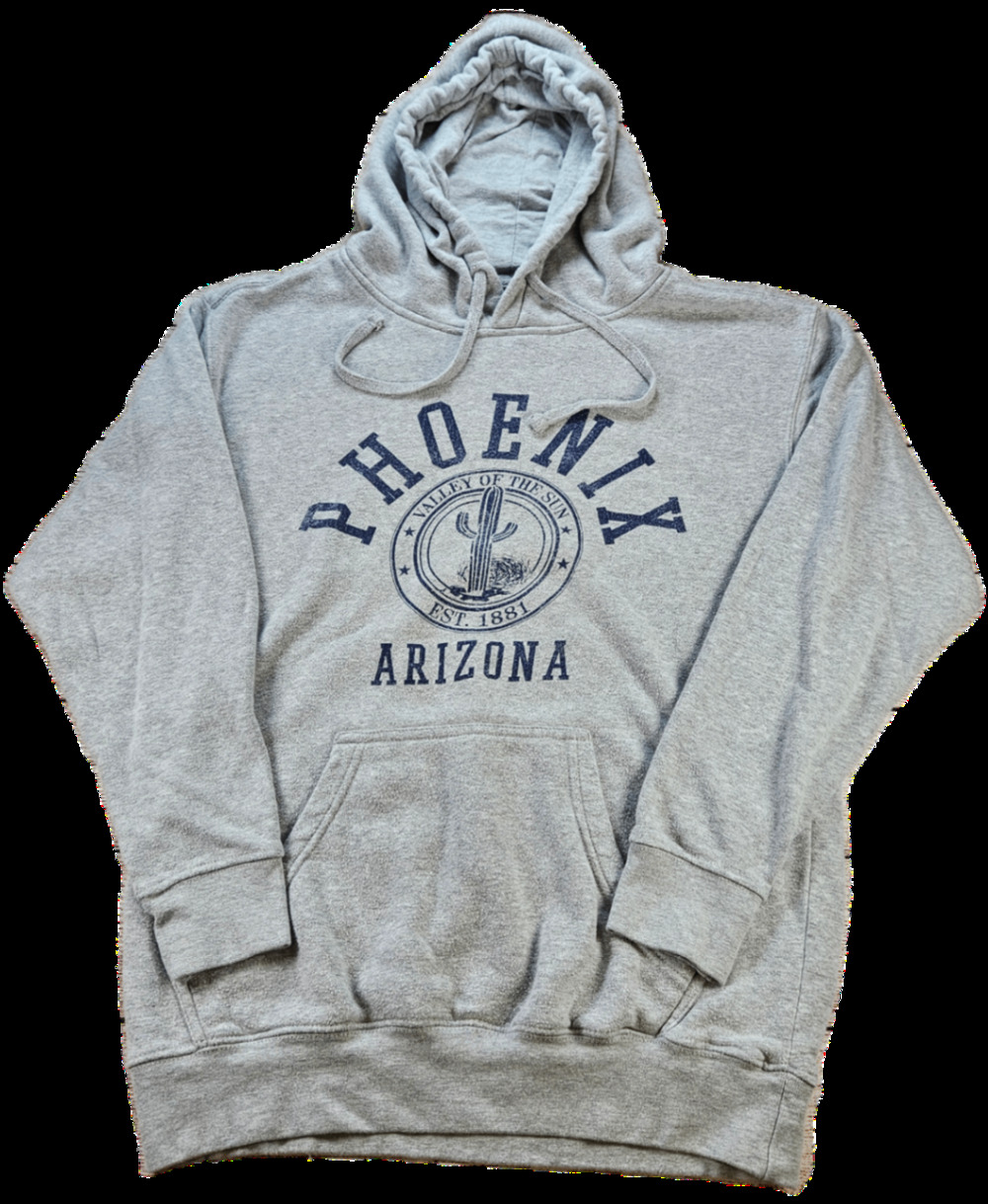 Phoenix Arizona Valley of the Sun Hoodie Men's XL Grey Sweatshirt Cactus